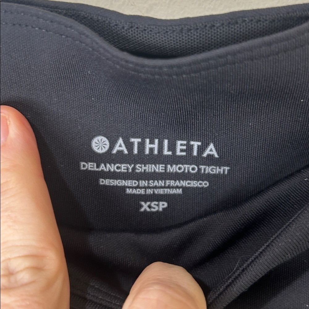 Athleta Delancey Shine Moto Tight Leggings | Black  #631745 Size XSP - Picture 6 of 16
